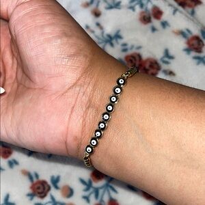 Gold and Black Evil Eye Bracelet